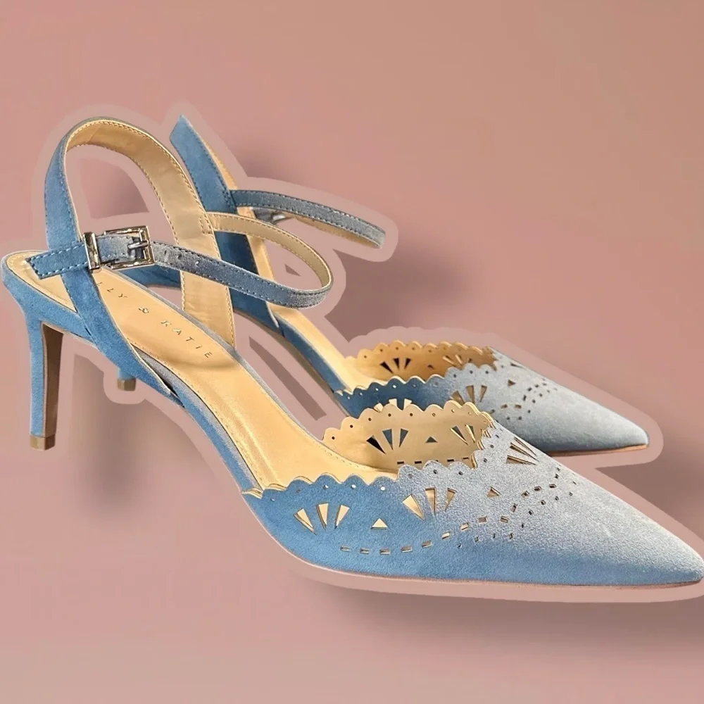 NWOT Kelly & Katie ‘Zabell’ Geometric Cutout Ankle Strap Pumps in Blue Size 11
